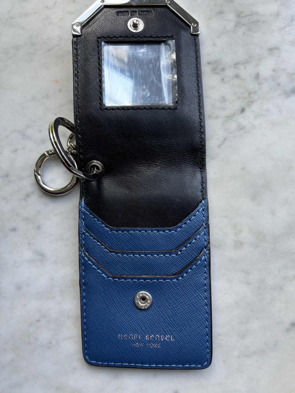 henri bendel Denim Blue Card Holder and Keyring/Bag Charm with Silver Accent - Picture 4 of 5